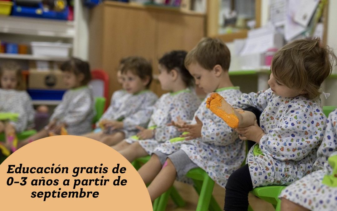 La educación de 0-3 años será gratuita para el curso 2024-2024 en la Comunitat Valenciana